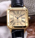 AAA Replica Cartier Santos-Dumont Swiss 9015 Watch All Gold Couple Wrist